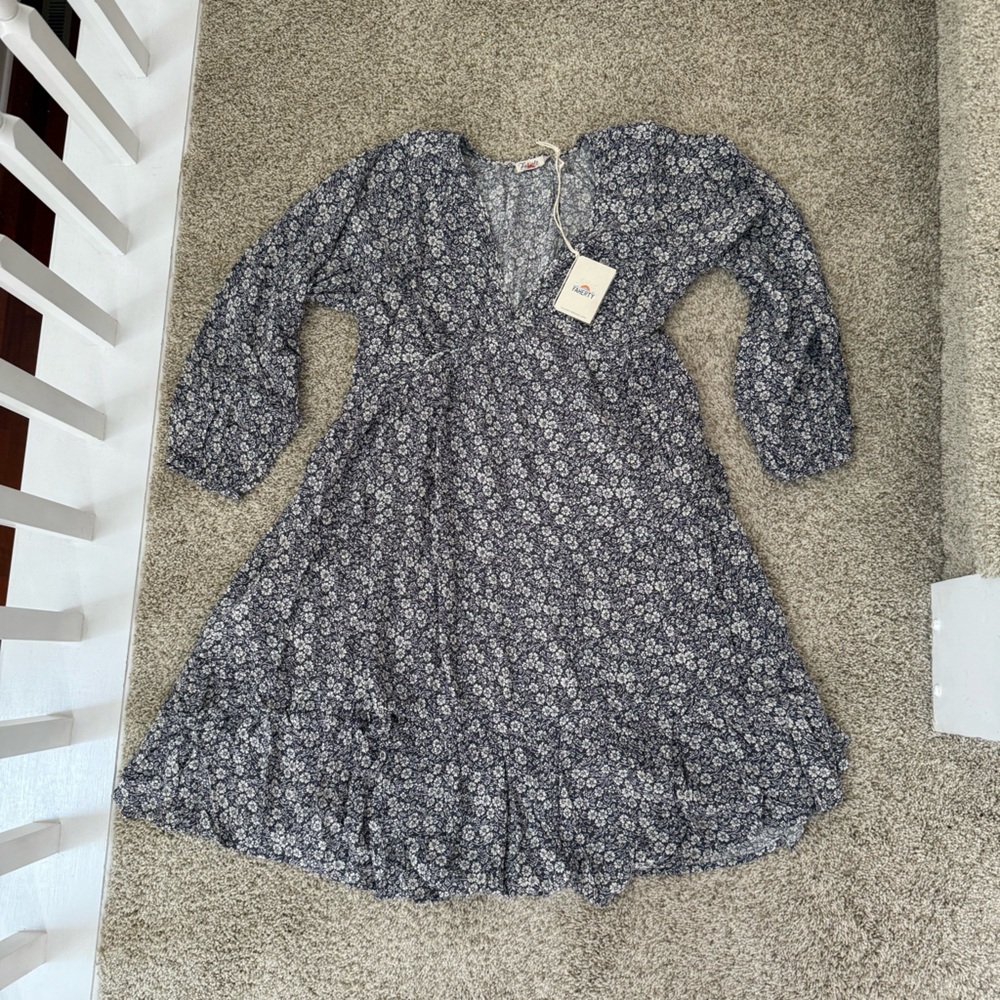 NWT Faherty Sirene Floral Long Sleeve Dress Boho With Pockets Size XS